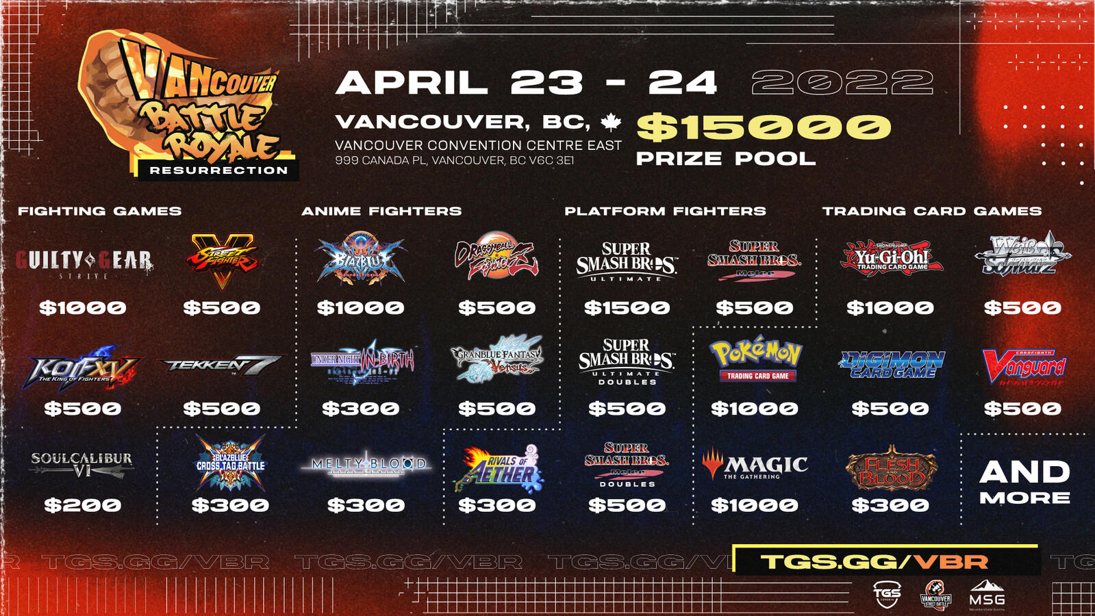 VBR 2022 - Prize pool + game spread