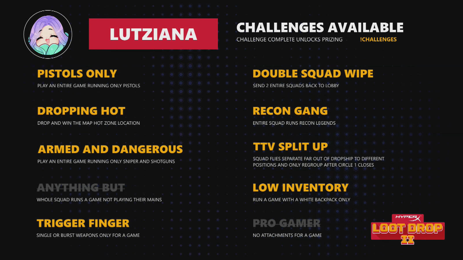 HyperX Loot Drop II - Influencer challenges stream assets