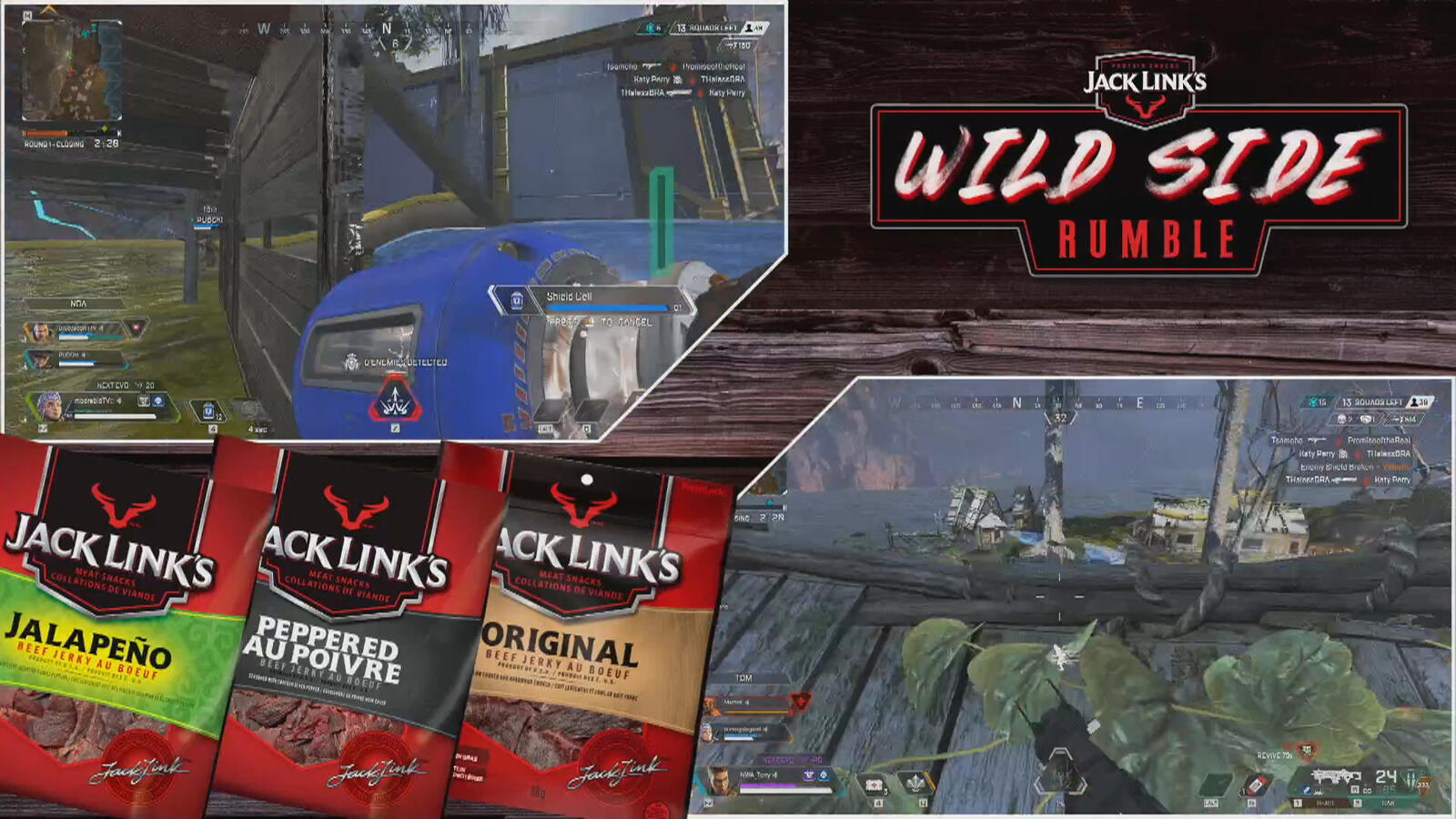 Jack Link's Wild Side Rumble - Apex Legends product split screen stream assets