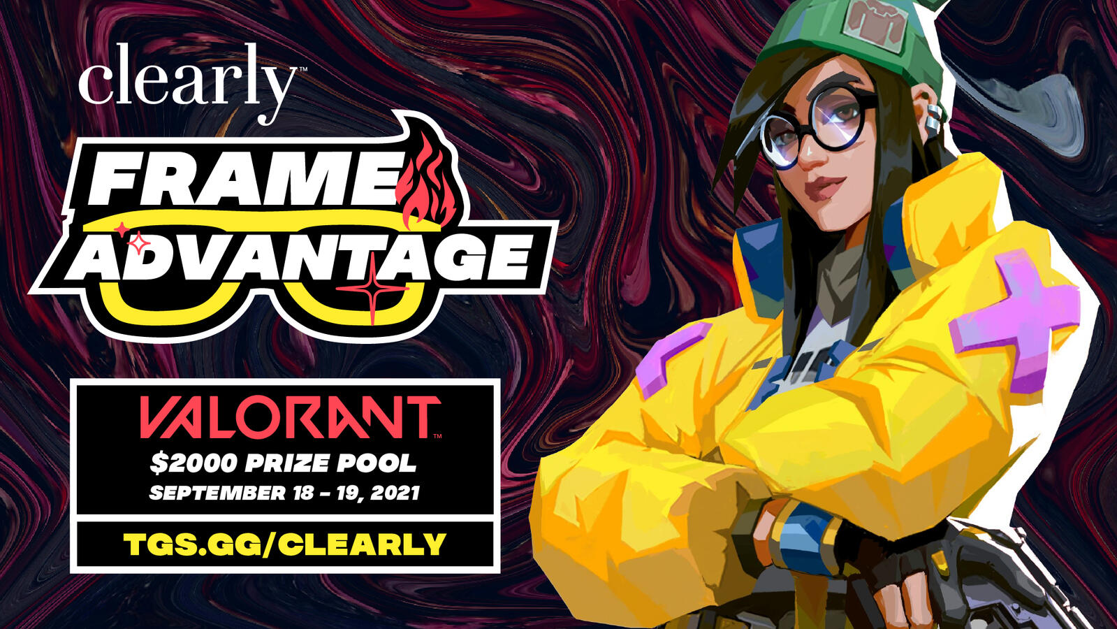 Clearly Frame Advantage - Valorant social promo graphic